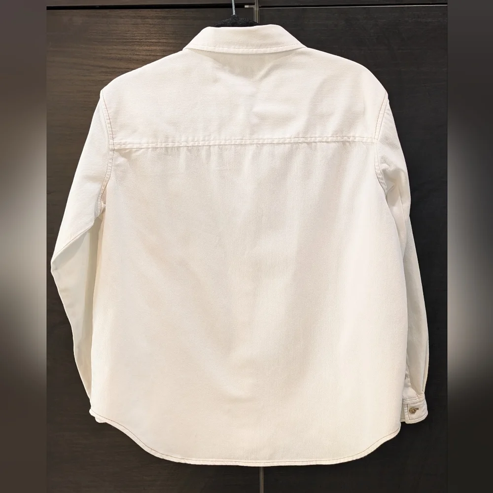 American Eagle Outfitters Cream Denim  Button-Down Shirt with Chest Pockets - Picture 2 of 7